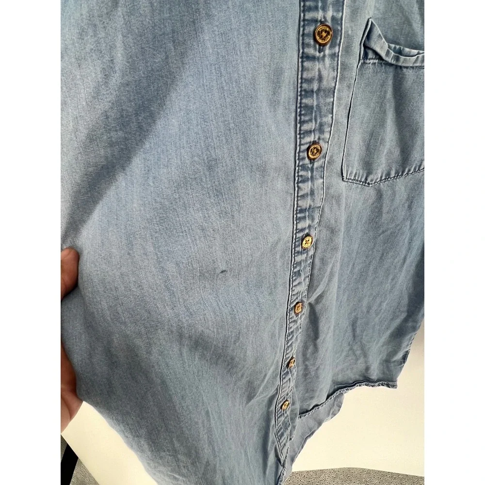 MICHAEL Michael Kors Womens Denim Shirt Blue Long Sleeve Button Up Size S - Picture 2 of 4